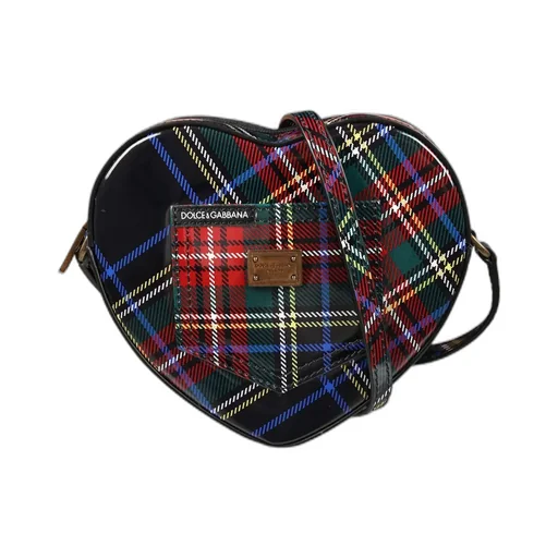Tartan Printed Heart Shaped Shoulder Bag