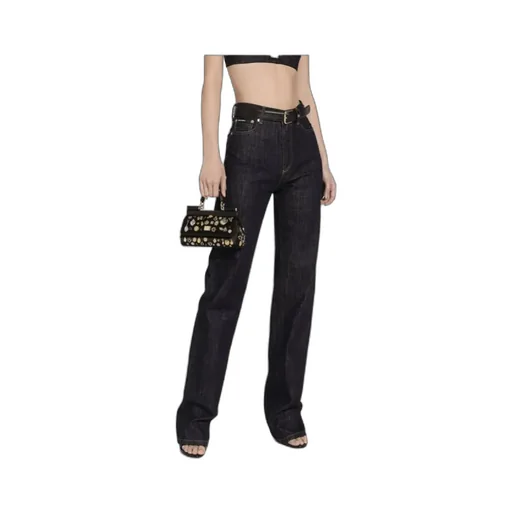 Logo Embroidered Straight-Leg Denim Jeans
