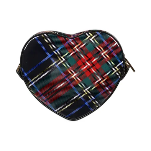 Tartan Printed Heart Shaped Shoulder Bag