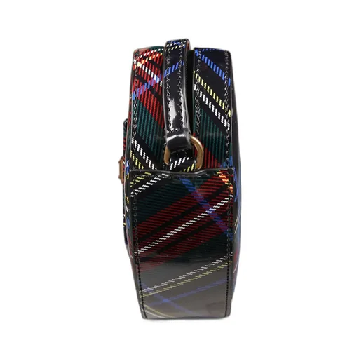 Tartan Printed Heart Shaped Shoulder Bag