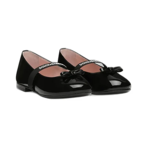 Logo-Strap Bow Ballerina Shoes