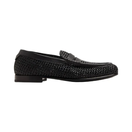 Logo Lettering Interwoven Penny Loafers