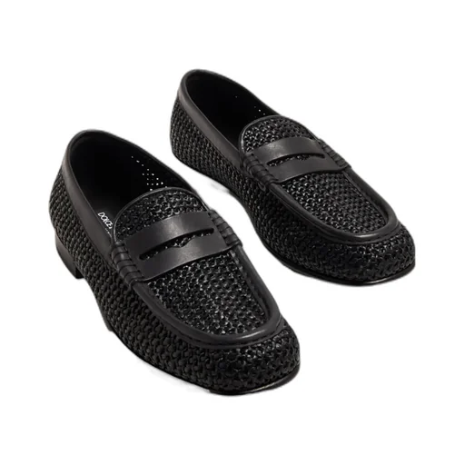 Logo Lettering Interwoven Penny Loafers