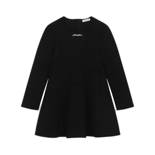 Logo Embroidered Flared Dress