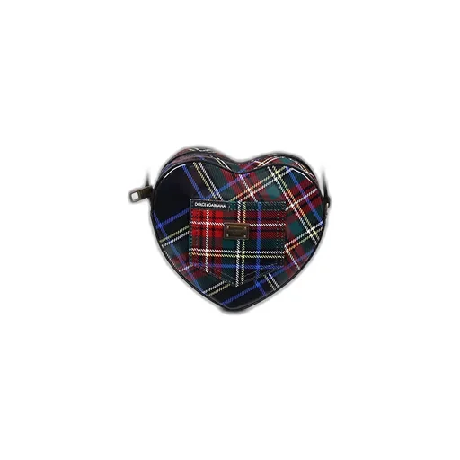 Tartan Printed Heart Shaped Shoulder Bag