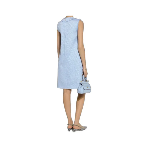Logo Plaque Tweed Sleeveless Mini Dress