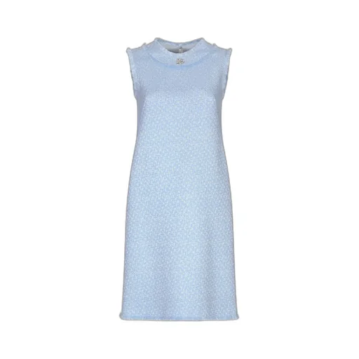 Logo Plaque Tweed Sleeveless Mini Dress