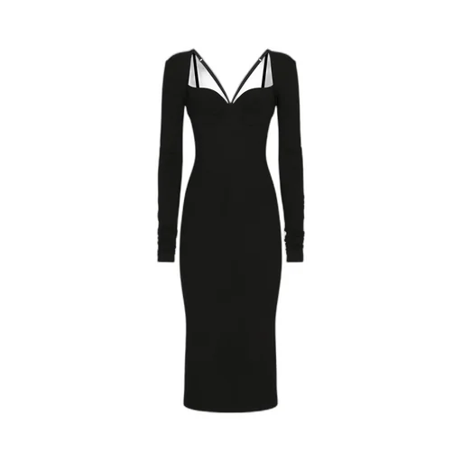 Jersey Milano Rib Calf-Length Dress