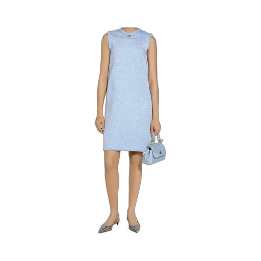 Logo Plaque Tweed Sleeveless Mini Dress