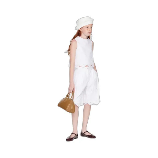 Poplin And Broderie Anglaise Shorts