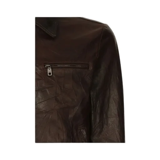 Crinkled Effect Zipped Slim Fit Jacket