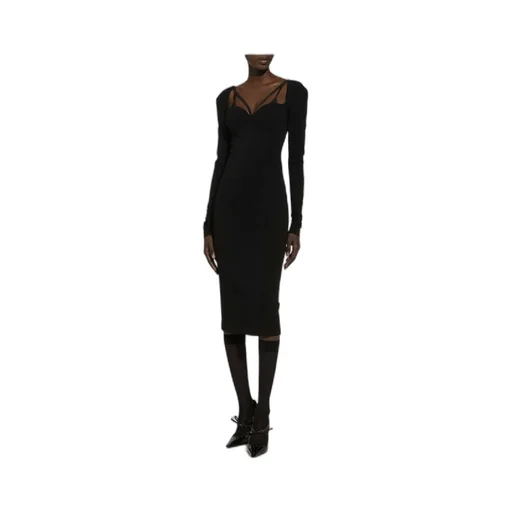 Jersey Milano Rib Calf-Length Dress