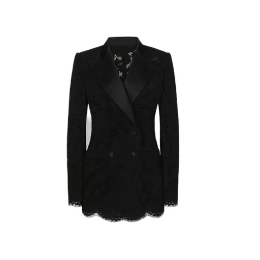 Double-Breasted Lace Turlington-Fit Jacket