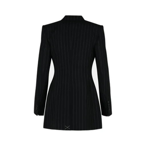 Double-Breasted Pinstriped Blazer
