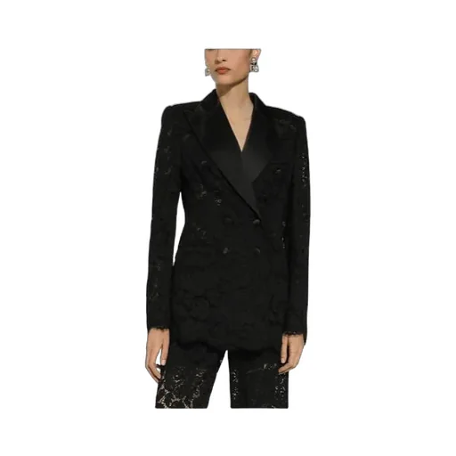 Double-Breasted Lace Turlington-Fit Jacket