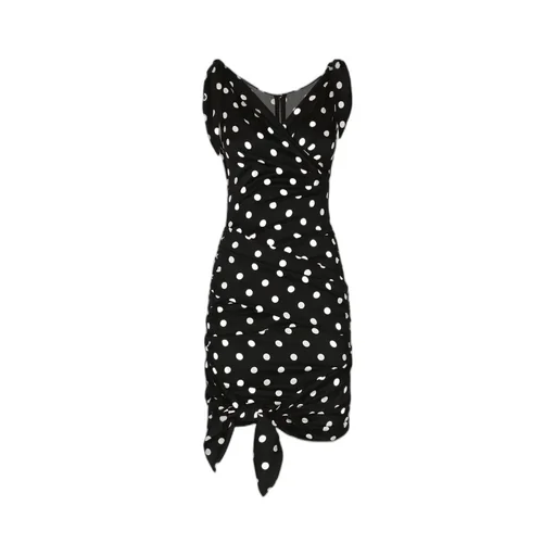 Polka-Dot Printed Charmeuse Midi Dress