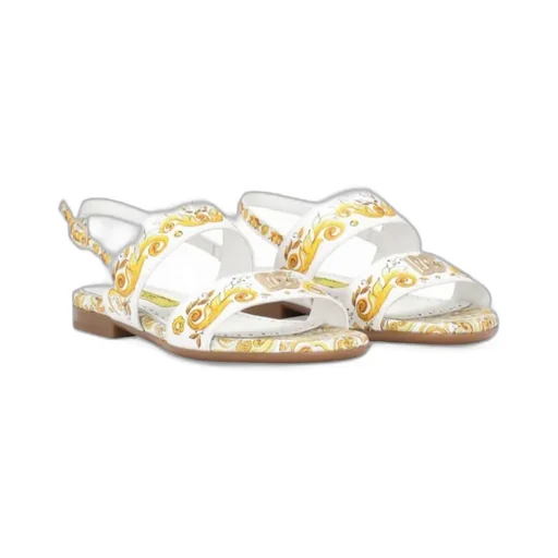 Majolica-Print Leather Sandals