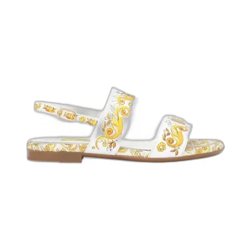 Majolica-Print Leather Sandals