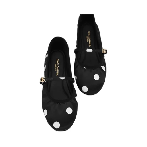 Polka-Dot Printed Satin Ballet Flats