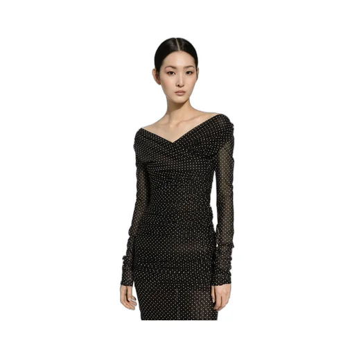 Polka-Dot Printed Midi Tulle Dress
