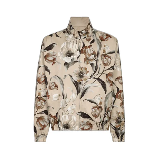 Floral Printed Reversible High-Neck Jacket