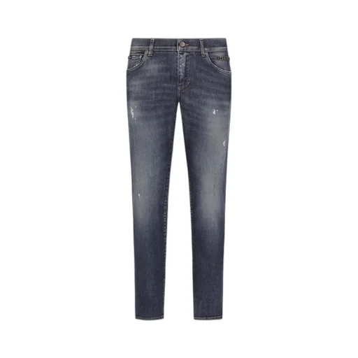 Dg Logo Chain Distressed Skinny Jeans