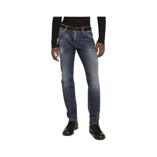 Dg Logo Chain Distressed Skinny Jeans