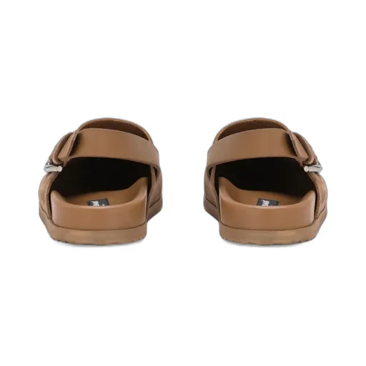 Logo Plaque Round Toe Mules