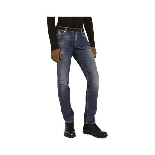 Dg Logo Chain Distressed Skinny Jeans
