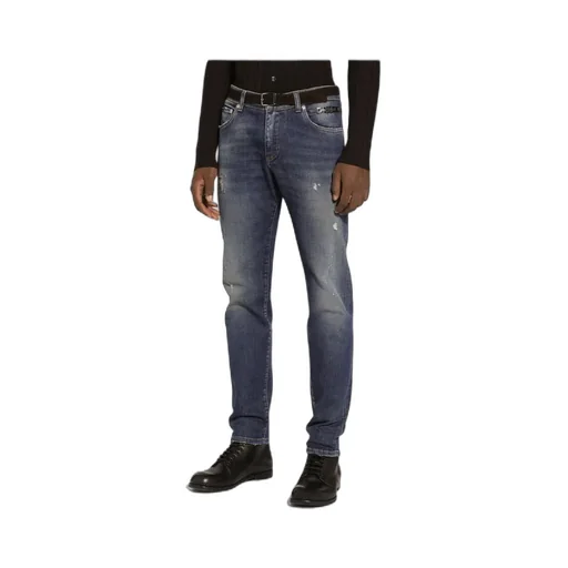 Dg Logo Chain Distressed Skinny Jeans