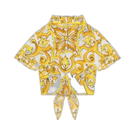 Majolica Tie Cropped Shirt