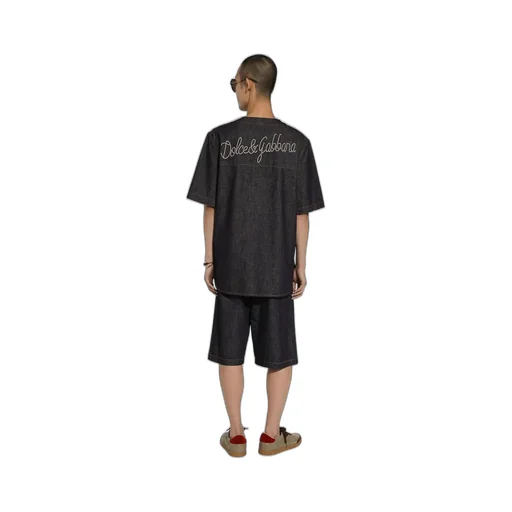 Logo Embroidered Denim Jogging Shorts