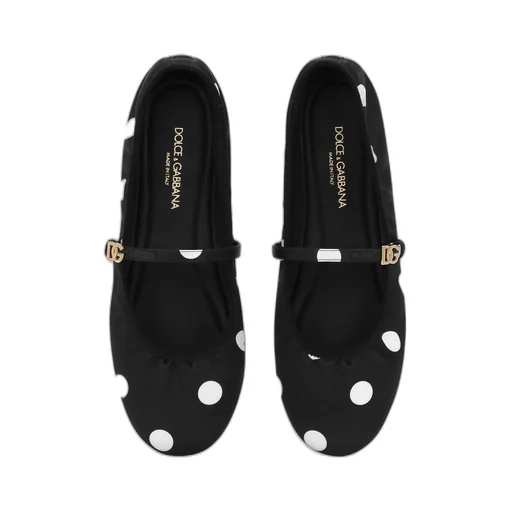 Polka-Dot Printed Satin Ballet Flats