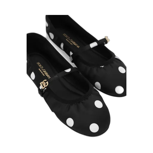 Polka-Dot Printed Satin Ballet Flats