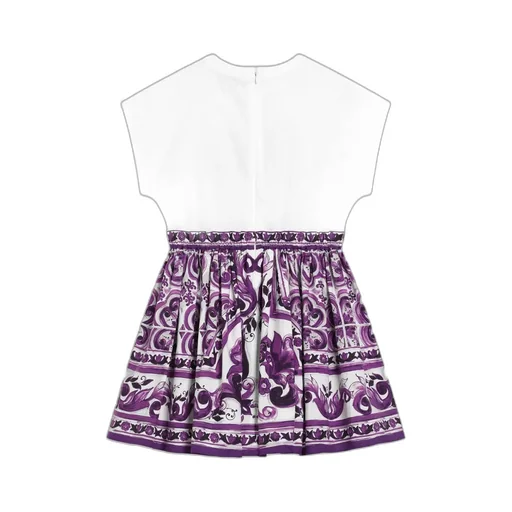 Majolica-Print Short-Sleeved Dress