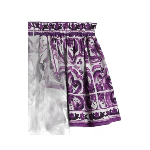 Majolica-Print Short-Sleeved Dress