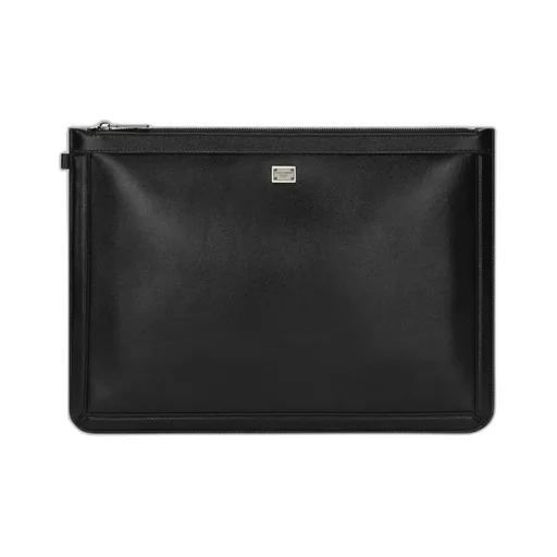 Logo Plaque Zipped Clutch Bag