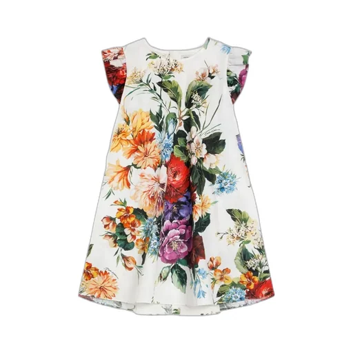 Flower-Print Poplin Dress