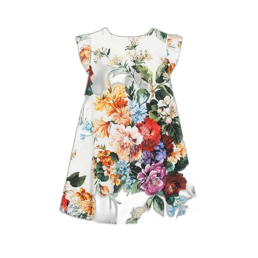 Flower-Print Poplin Dress