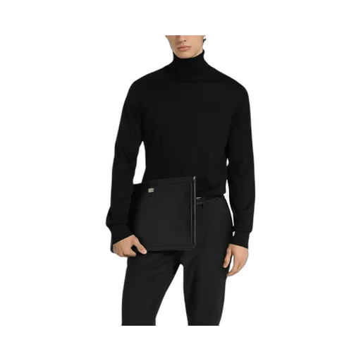 Logo Plaque Zipped Clutch Bag
