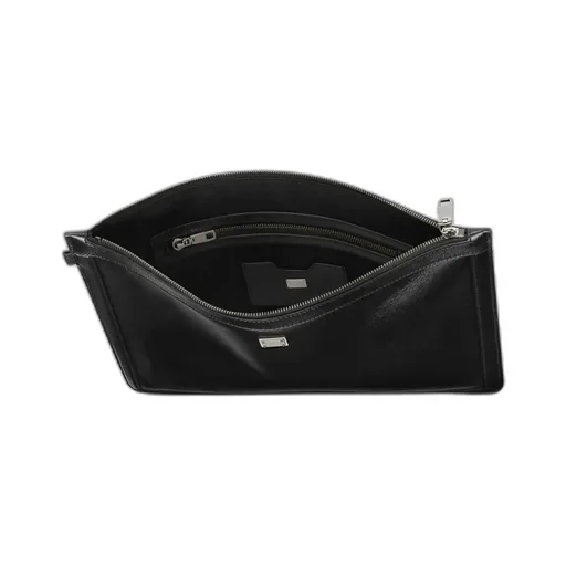 Logo Plaque Zipped Clutch Bag