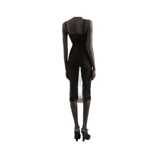X Kim Draped Tulle Midi Dress