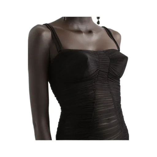 X Kim Draped Tulle Midi Dress