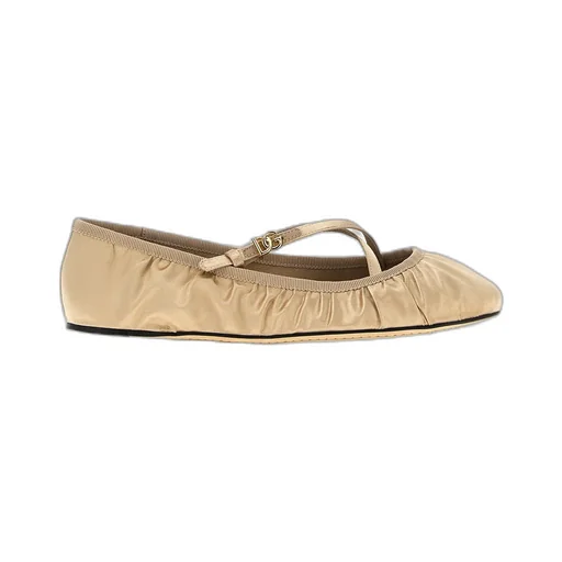 Logo Buckle Ruched Detailed Ballet Flats