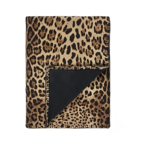 Logo-Patch Leopard-Printed Blanket