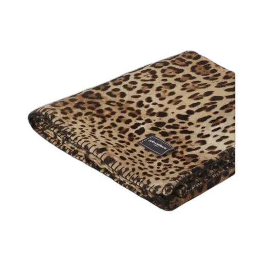 Logo-Patch Leopard-Printed Blanket