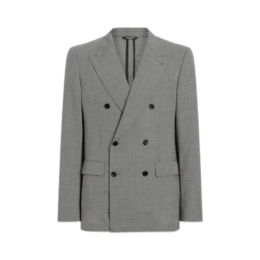 Houndstooth-Pattern Double-Breasted Blazer