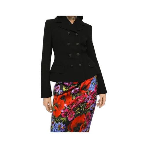 Notched-Collar Double-Breasted Blazer