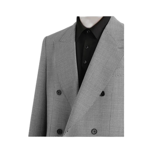 Houndstooth-Pattern Double-Breasted Blazer