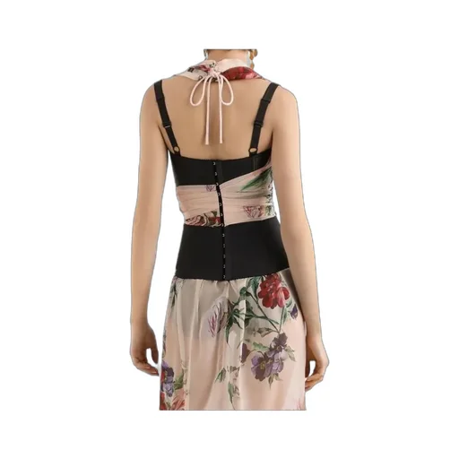 Floral Printed Chiffon Corset Top